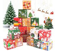 Koxtyzo Calendrier de l'Avent Vide a Remplir Soi Meme 2025, 24 Pièces Boîtes Calendrier de l'Avent 7x7x7cm, DIY Boites Cadeau Noël, Calendrier Noel Boîte, pour Décoration Cadeau de Noël