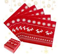Koxtyzo Lot de 100 Serviettes Rouges de Noël, Serviettes de Table de Noël 33 x 33 cm, avec Motif Renne Flocons de Neige, Décoration de Table de Noël pour Les Fêtes de Noël, Les Soirées de Noël