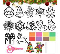 Koxtyzo Lot de 12 Artisanat de Noël Enfant, Décorations de Fenêtre de Noël pour Enfants, DIY Papier Artisanat Kit de bricolage pour les Décorations de Christmas D'hiver, Flocon de Neige