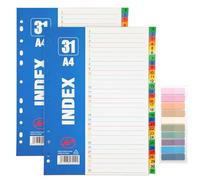 Koxtyzo Lot de 2 Intercalaires Classeur A4, 31 Onglets en 6 Couleurs, Numérotées 1-31, Intercalaires Din A4 22,5 x 29,7 cm, pour le Bureau, l'école, la Maison