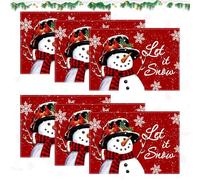 Koxtyzo Lot de 6 Sets de Table de Noël, 30 X 45 cm Sets de Table de Banquet Vacances d'hiver, Sets de Place en Lin avec Bonhomme de Neige et Flocons de Neige, Décoration pour Fête de Cuisine