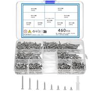 KOXXIAMOQ Ensemble de 460 vis autotaraudeuses M3, Kit de vis à tête plate, Cruciforme pour bois et métal, Assortiment de vis pour plastique, bois et métal