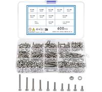 KOXXIAMOQ Lot économique de 600 pcs de vis M3 à tête cylindrique avec clé Allen, Ensemble d’assortiment de vis, écrous et rondelles, Coffret pour réparations de vélos