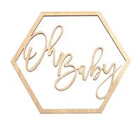 Koyal Wholesale Panneau en bois « Oh Baby », bannière de fête, décorations d'événement pour décorations de fête prénatale, toile de fond, accessoire photo, révélation du sexe (Oh Baby)