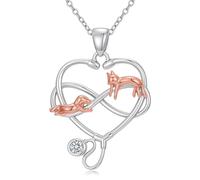 KoyeKei Collier d'infirmière pour femme en argent sterling 925 avec pendentif stéthoscope/caducée, bijoux d'allaitement, cadeau de remise de diplôme pour médecin, assistant médical, 0.94*0.83inch/24