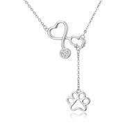 KoyeKei Collier en argent sterling 925 avec pendentif stéthoscope pour infirmière/vétérinaire - Cadeau pour médecin, assistante médicale, elle, Petit, Argent sterling, Zircon