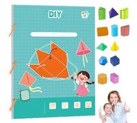 Koyoata Pull String 3D Geometry Learning Book, DIY 3D Geometry Play Learning with Braided Rope Design Teach Volume & Surface Area Formulas with 9/12/15 Solids for Kids Ages 5-8,8-12(Vert)