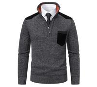 Koyojpoe Cardigan à col Montant en Laine épaisse pour Homme. Idéal pour l'hiver. Peut être associé à Une Chemise, Convient pour Le Travail ou Le Week-End. Vert Militaire, Taille Triple.,Gris Foncé,M