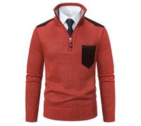 Koyojpoe Cardigan en Tricot à col roulé épais pour Hommes, idéal pour l'hiver. Peut être associé à Une Chemise, adapté pour Le Travail ou Le Week-End.,Orange,XL