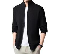 Koyojpoe Pull à col roulé épais pour Hommes, Cardigan tricoté à col Montant en Velours pour l'hiver. Peut être associé à Une Chemise, adapté pour Le Travail ou Les Week-Ends.,Noir,M