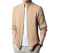 Koyojpoe Pull à col roulé épais pour Hommes, Cardigan tricoté à col Montant en Velours pour l'hiver. Peut être associé à Une Chemise, adapté pour Le Travail ou Les Week-Ends.,Kaki,XL
