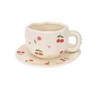 Koythin Tasse à café en céramique avec soucoupe, design irrégulier unique pour le bureau et la maison, 300 ml pour latte, thé, lait