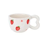 Koythin Tasse à café en céramique, joli design créatif avec poignée en forme de cœur pour le bureau et la maison, passe au lave-vaisselle et au micro-ondes, 300 ml pour latte et thé au lait (fraise)