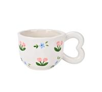 Koythin Tasse à café en céramique, jolie tasse créative avec poignée en forme de cœur pour bureau et maison, passe au lave-vaisselle et au micro-ondes, 300 ml pour thé au lait latte (petite tulipe)