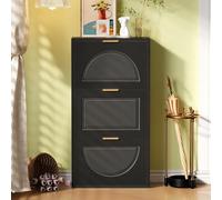 kozamas Armoire à chaussures, couloir, étagère à chaussures, rangement de chaussures, grand noir, avec portes de tiroir, étagère fermée, pieds hauts, sécurité anti-basculement, penderie couloir