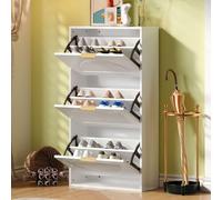 kozamas Armoire à chaussures, de couloir, étagère à chaussures, grand blanc, avec portes de tiroir, étagère fermée, pieds hauts, anti-basculement, armoire de vestiaire de couloir