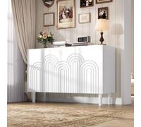 kozamas Armoire de rangement, à 3 portes et compartiments réglables, buffet moderne, en MDF avec design structuré, 5 niveaux, pour couloir, salon, 120 x 39 x 79 cm