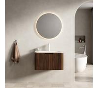 kozamas Armoire de salle de bain, 60/80 cm, vasque spacieuse avec éclairage LED, bol en pierre frittée, kit de meubles de salle de bain (pré-monté)