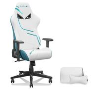 kozamas Chaise de gaming avec revêtement en tissu et accoudoirs 4D - Chaise de bureau ergonomique réglable en hauteur - Fonction inclinaison de 90 à 155 ° - Avec support de tête et lombaire - Blanc