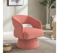 kozamas Fauteuil pivotant avec revêtement en velours, pivotant à 360 °, rembourrage en mousse douce, dossier ergonomique, pied rotatif rond, pour salon et chambre à coucher, rose