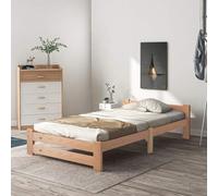 kozamas Lit simple futon en bois de pin massif avec tête de lit et sommier à lattes, 90 x 200 cm, cadre simple pour chambre d'amis et chambre d'adolescent