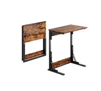 kozamas Lot de 2 tables d'appoint pliantes en forme de C, cadre en métal et pieds réglables, table basse compacte pour salon, chambre à coucher et bureau, marron, dimensions 60 x 37 x 71 cm