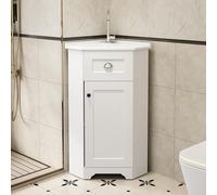 kozamas Meuble de salle de bain blanc de 60 cm, avec bac en céramique, peu encombrant, meuble de salle de bain autoportant, surface en mélamine sans vernis