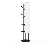 kozamas Penderie miroir pleine longueur rotative à 360° - Porte-manteau multifonction avec miroir et crochet - Combinaison peu encombrante - Penderie et miroir - 174 x 40 cm - Noir - Pour chambre à