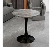 kozamas Table d'appoint ronde, gris foncé, aspect marbre racine avec pieds en métal noir, table basse et table latérale, compacte, polyvalente, nordique, industriel, salon moderne, Ø 70 cm