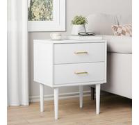 kozamas Table de chevet à 2 tiroirs, moderne, en MDF, avec pieds en bois, console de chevet compacte avec espace de rangement, style milieu de vie et ferme