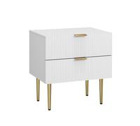 kozamas Table de chevet à 2 tiroirs, moderne, en MDF avec pieds en métal, console de chevet autoportante, compacte, style mi-siècle et art déco