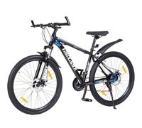 kozamas VTT 27,5" pour adultes et adolescents à partir de 170 cm, dérailleur Tourney 21 vitesses, frein à disque, fourche à suspension, vélo de ville et de trail robuste, bleu