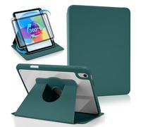 Koze Coque Rotative pour iPad (A16) 11e Gén 11 Pouces 2025/ iPad 10 (10,9") 2022 avec Porte-Crayon, Étui Housse de Protection Rotation à 360 Degrés, Dos Transparent Acrylique Antichoc, Vert Nuit