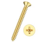 Kozelo 100pcs Vis À Tête Plate Phillips - [#4x1-1/4"] Vis À Tête Fraisée Autotaraudeuses En Laiton Pour Assemblage De Meubles, Garniture Intérieure, Construction Extérieure, Laiton