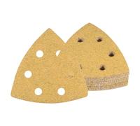 Kozelo 16 Feuilles Papier Verre Ponceuse Souris 40 Grains 3,7" x 3,7" x 3,7" Plaquettes Ponçage Triangulaires Boucle Tricots Assorties Polissage des Meubles Bois 6 Trous Oxyde d'Aluminium