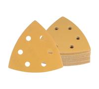 Kozelo 20Pcs Papier Verre pour Ponceuse Souris 600 Grains 3,7" x 3,7" x 3,7" Feuilles Ponçage Triangulaires Boucle Tricots Assorties pour le Polissage du Bois 6 Trous Oxyde d'Aluminium