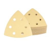 Kozelo 24 Feuilles Papier Verre Ponceuse Souris 240 Grains 3,7" x 3,7" x 3,7" Plaquettes Ponçage Triangulaires Boucle Tricots Assorties Polissage du Bois 6 Trous Oxyde d'Aluminium