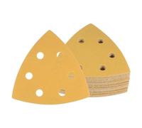 Kozelo 24 Feuilles Papier Verre Ponceuse Souris 320 Grains 3,7" x 3,7" x 3,7" Plaquettes Ponçage Triangulaires Boucle Tricots Assorties Polissage du Bois 6 Trous Oxyde d'Aluminium