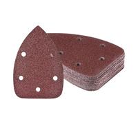 Kozelo 25 Feuilles de Papier de Verre pour Ponceuse à Souris - [40 Grains, 3,5" x 5,5"] Plaquettes de Ponçage Triangulaires à Boucle et Crochet Assortis | 5 Trous, Oxyde d'Aluminium