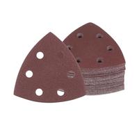 Kozelo 50 Feuilles de Papier de Verre pour Ponceuse à Souris - [240 Grains, 3-1/2"] Patins de Ponçage Triangulaires à Boucle et Crochet Assortis | 6 Trous, Oxyde d'Aluminium