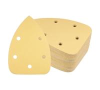 Kozelo 50 Feuilles Papier Verre pour Ponceuse Souris 150 Grains 3,5" x 5,5" Plaquettes Ponçage Triangulaires Boucle Tricots Assortis pour Polissage des Meubles 5 Trous Oxyde d'Aluminium