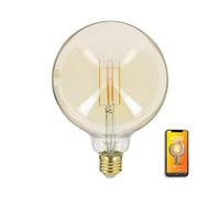 KOZII, Ampoule LED Connectée E27 G125 Filament Verre Ambré 5,5W, Éclairage Multi-Blancs avec Variation de Luminosité, Idéale pour Décoration Intérieure et Ambiance Personnalisée.