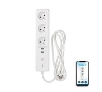 KOZii, Multiprise Connectée, 16A 3680W max, Avec 3 prises + 2 ports USB, Création de scénarios d'allumage des appareils
