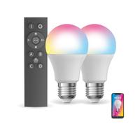 KOZII, Pack de 2 Ampoules LED Connectées A60 E27, RVB avec Télécommande, Économie d'Énergie, Compatible avec Alexa et Google Home, Idéal pour Maison Intelligente.