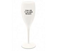 Koziol 3912525 Verre à Champagne Inscription Love You to The Moon Blanc 100 ML