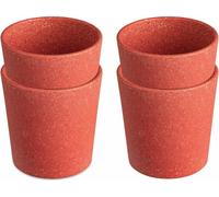 Koziol Becher 4er-Set Connect Cup S, stapelbare Trinkbecher, Kunststoff-Holz-Mix, Nature Coral, 190 ml, 7141704