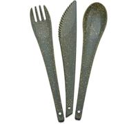 Koziol Besteck-Set 3-teilig Rio, Reisebesteck, To-Go-Besteck, Kunststoff-Holz-Mix, Nature Ash Grey, 7036701