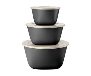 Koziol Bol avec couvercle Connect Stockholm plastique biocirculaire. 3 pièces Nature ash grey