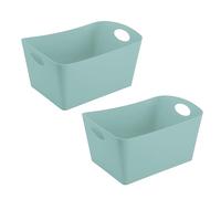 Koziol BOXXX M Lot de 2 boîtes de rangement empilables en plastique biocirculaire, 3,5 l, pour cuisine, salle de bain, bureau, camping, chambre d'enfant (vert solide)