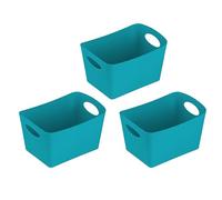 Koziol BOXXX S Lot de 3 boîtes de rangement 1 l en plastique biocirculaire, empilables les unes dans les autres pour cuisine, salle de bain, bureau, camping, chambre d'enfant (menthe)